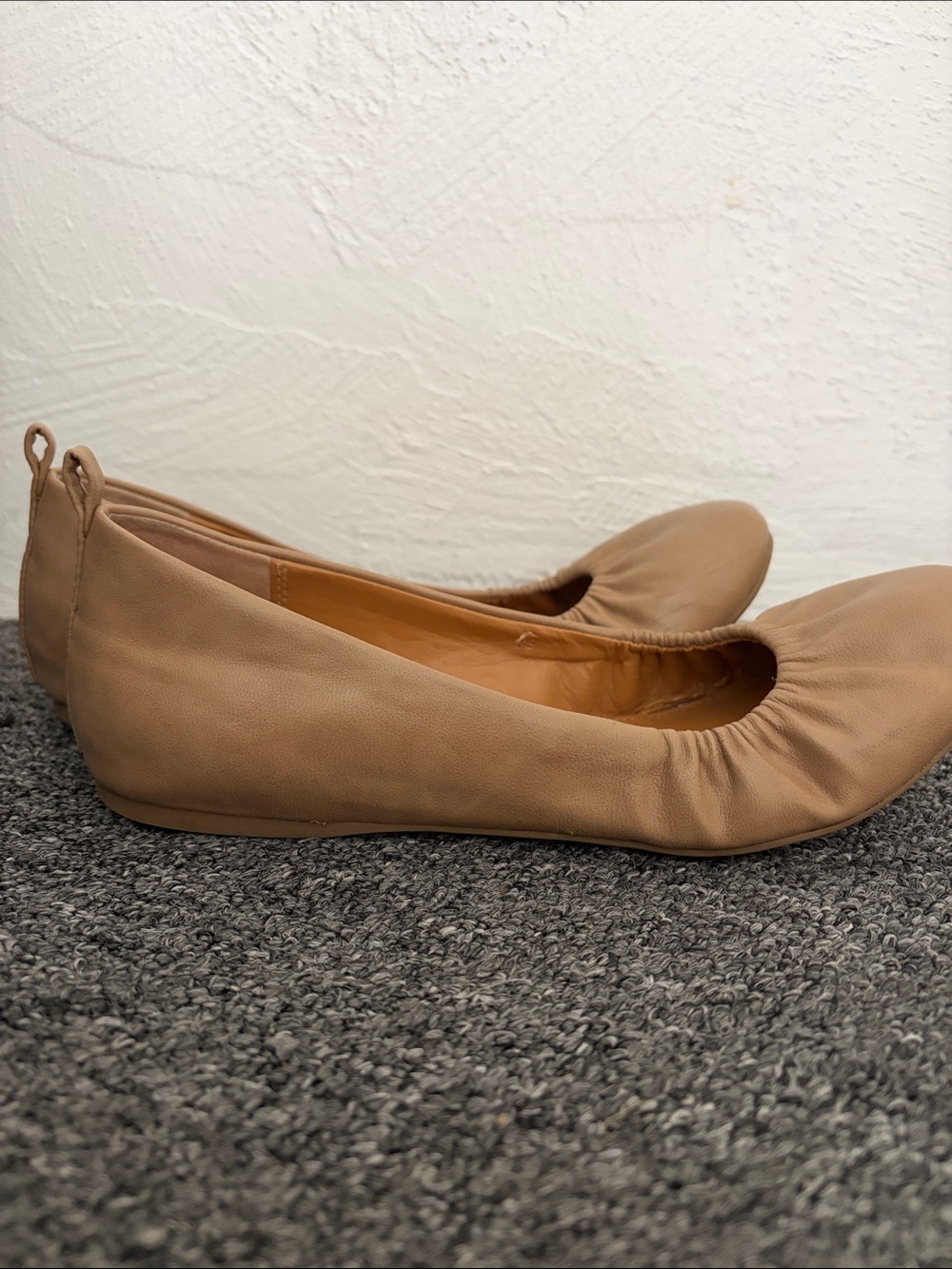 a.n.a Women's Tan Ballet Flats - Soft Leather Slip-Ons